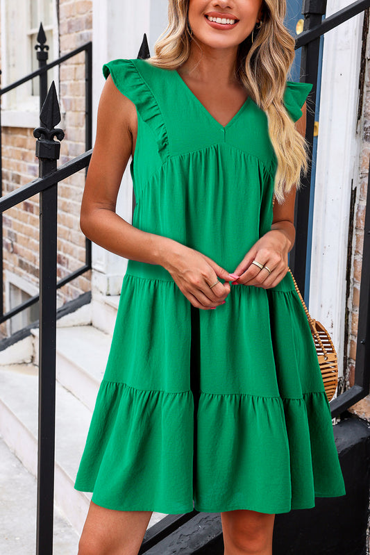 PREORDER V Neck Ruffle Tiered Dress