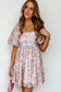 PREORDER Pink Floral Puff Sleeve Square Neck Smock Ruffled Dress