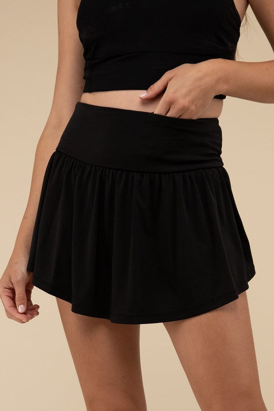 Zenana Wide Band Tennis Skirt with Zippered Back Pocket