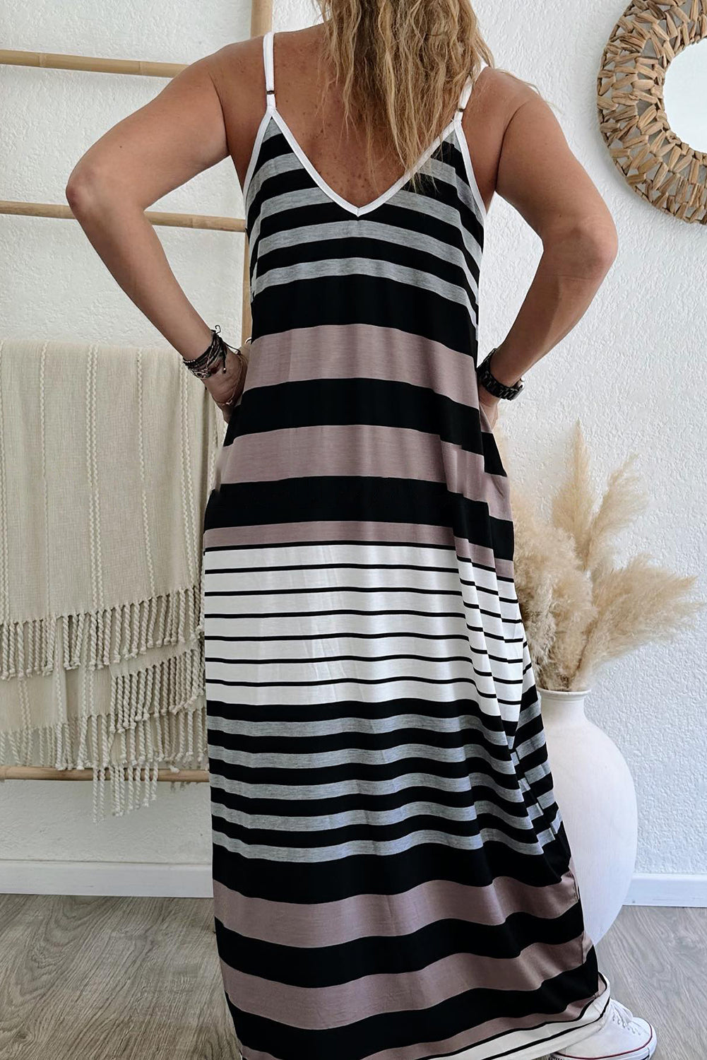 PREORDER Striped V Neck Maxi Dress