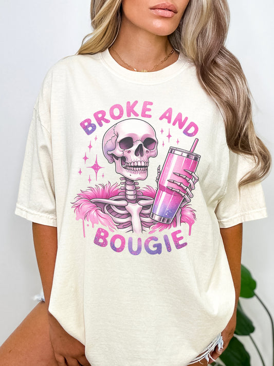 Broke and Bougie Garment Dyed Graphic Tee