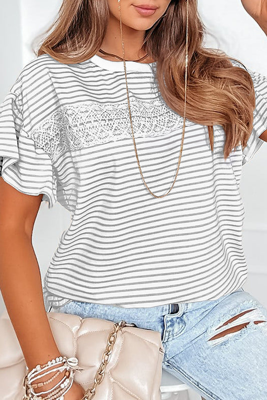 PREORDER Younger Than Springtime Striped Ruffle Sleeve Tee