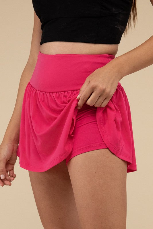 Zenana Wide Band Tennis Skirt with Zippered Back Pocket