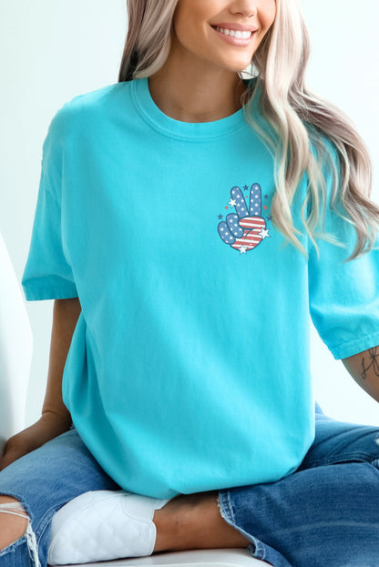 Patriotic Peace Hand Garment Dyed Graphic Tee