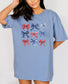 Red White and Bows Garment Dyed Graphic Tee