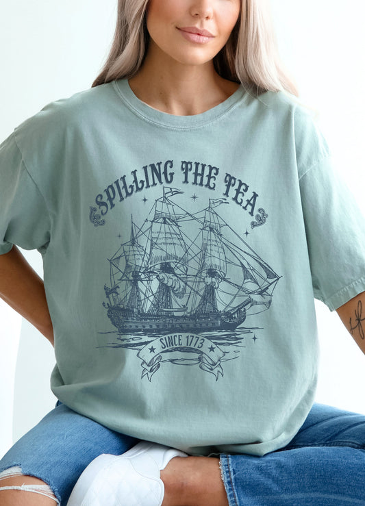 Spilling The Tea Garment Dyed Graphic Tee