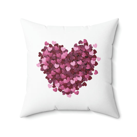 Glitter Print Heart Burst Square Pillow Cover