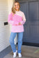 Make You Smile Pink Diagonal Color Block Sweater