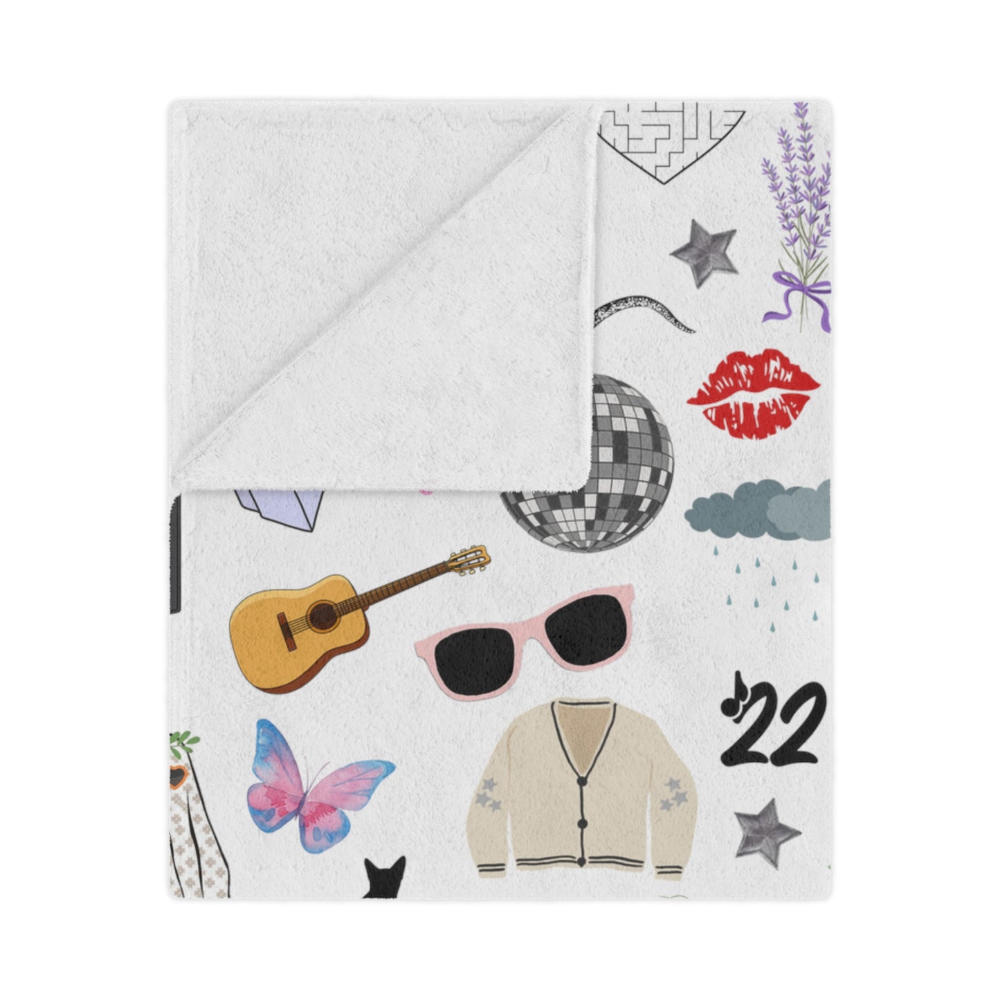 White Swiftie Icons Ultra Soft Minky Blanket