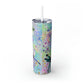 Whimsical Dragonflies Glitter Skinny Tumbler with Straw, 20oz