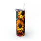 Vibrant Fall Sunflowers Skinny Tumbler with Straw, 20oz
