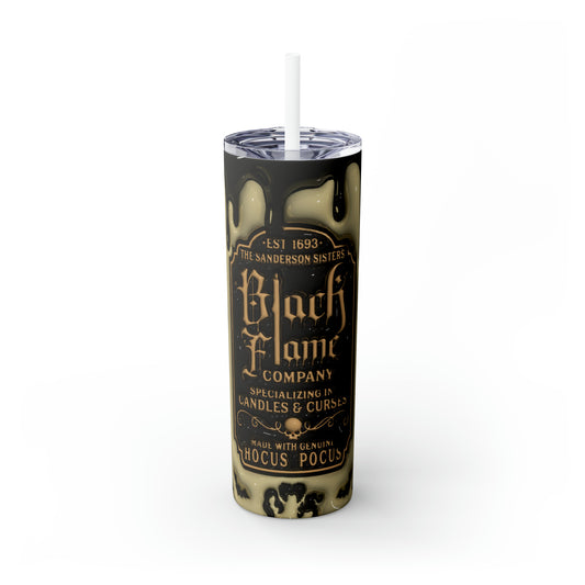 Black Flame Company Skinny Tumbler with Straw, 20oz