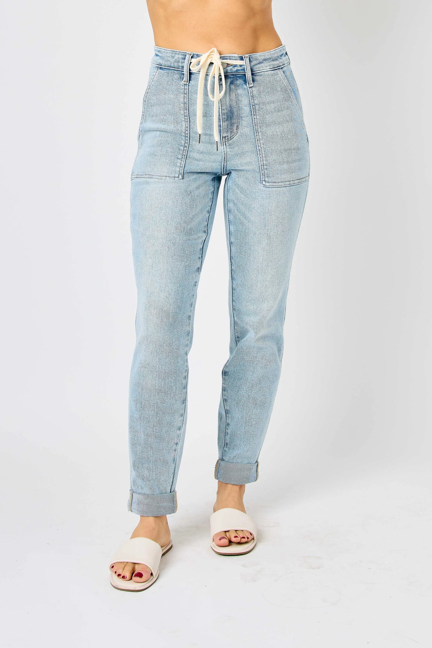 Judy Blue Vintage Double Cuffed Light Wash Joggers