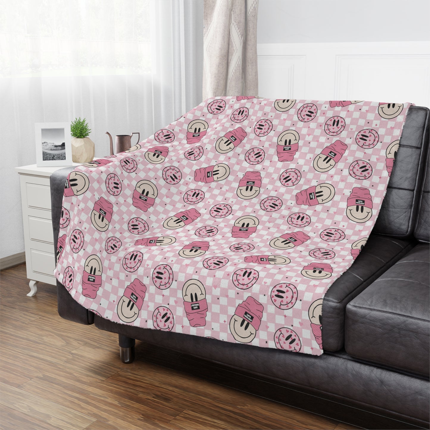 Love Yourself Checkered Ultra Soft Minky Blanket