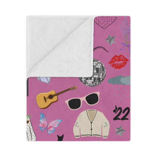 Pink Swiftie Icons Ultra Soft Minky Blanket