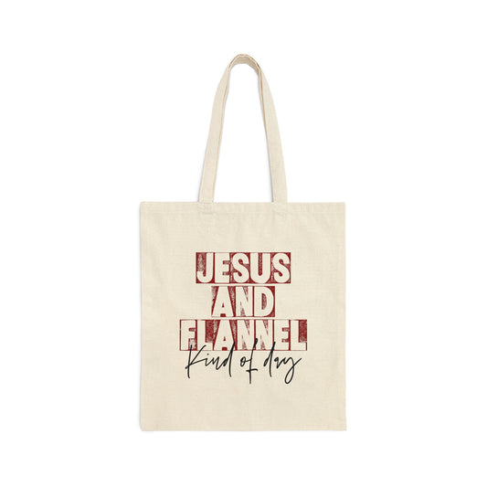 Jesus and Flannel Canvas Tote Bag
