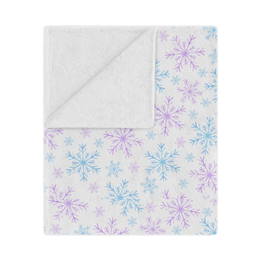 Purple Blue Snowflakes Ultra Soft Minky Blanket