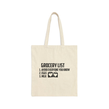 Grocery List Canvas Tote Bag