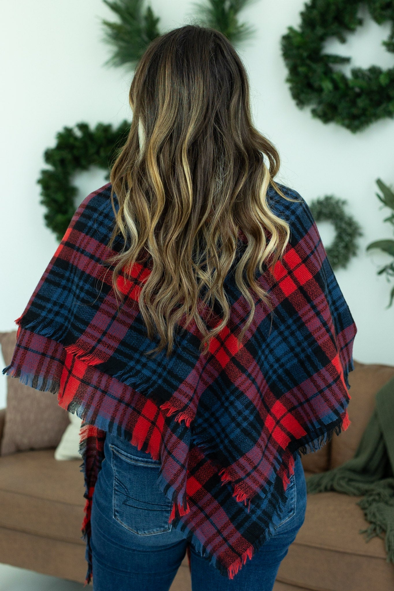 Blanket Scarf - Red, Blue and Black Plaid