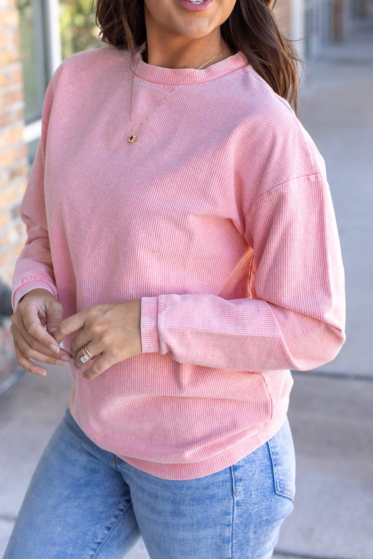 Michelle Mae Catherine Corded Pullover - Coral