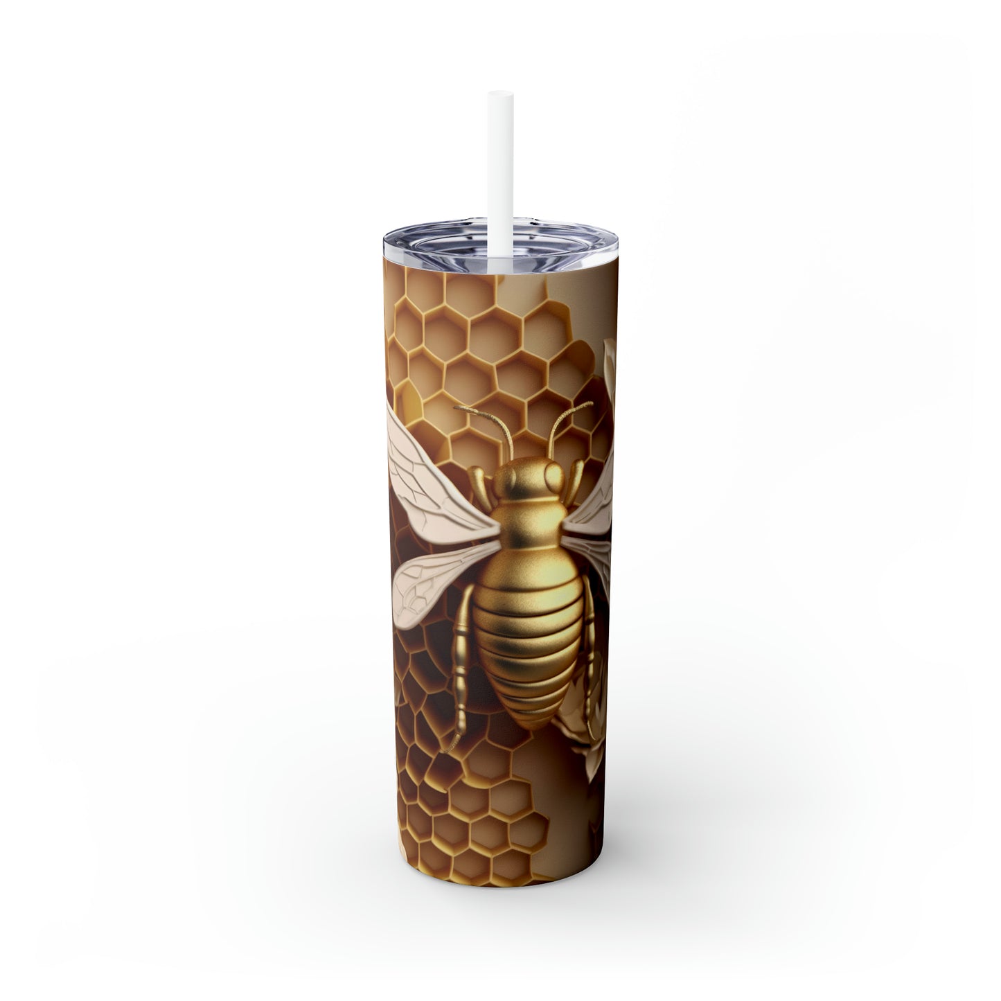 Golden Bee Skinny Tumbler with Straw, 20oz