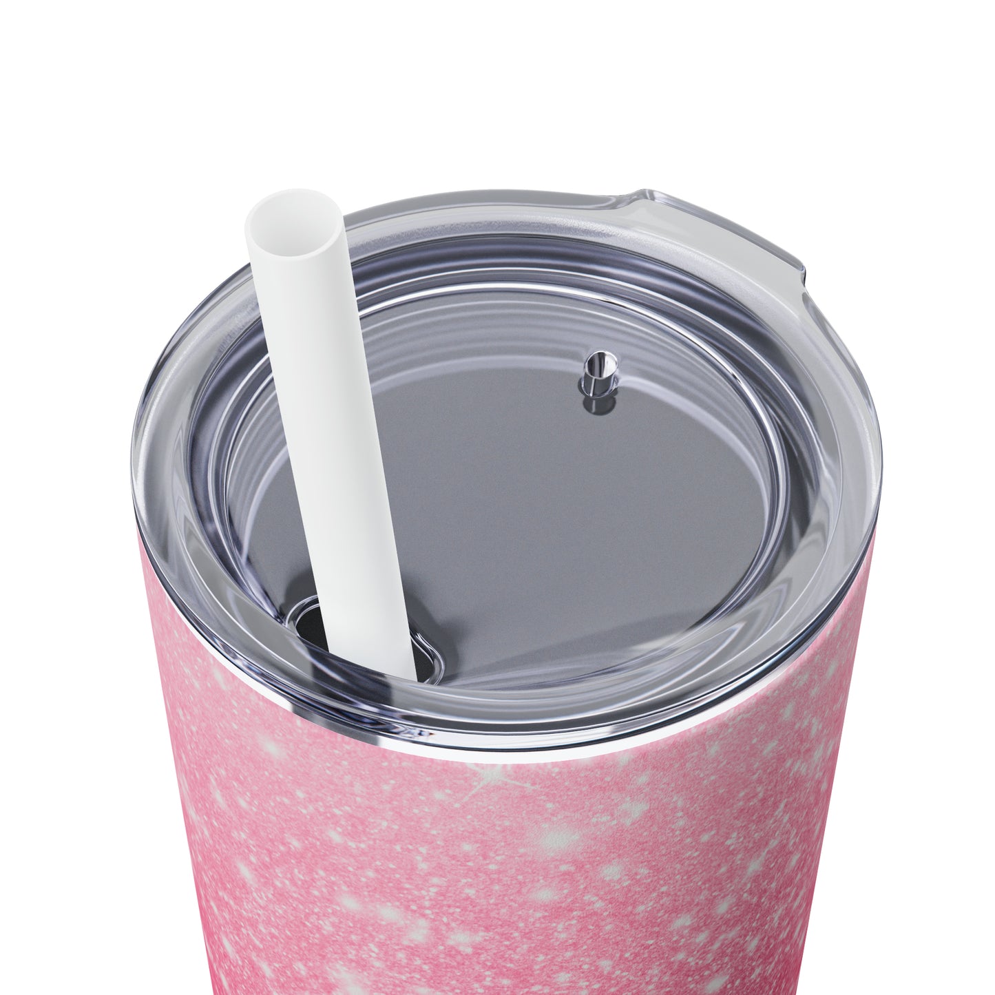 Pink Ombre Glitter Skinny Tumbler with Straw, 20oz