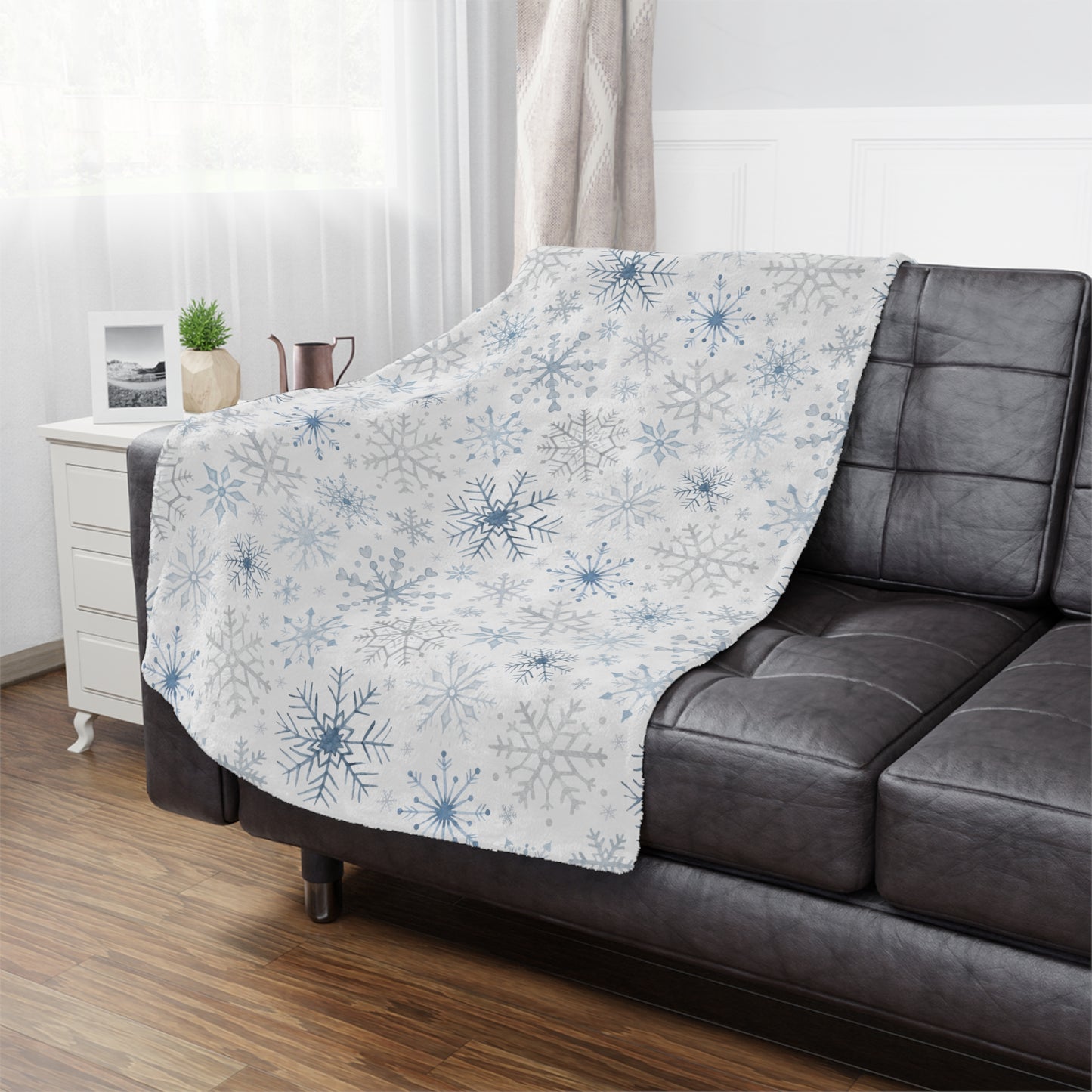 Blue Snowflakes Ultra Soft Minky Blanket