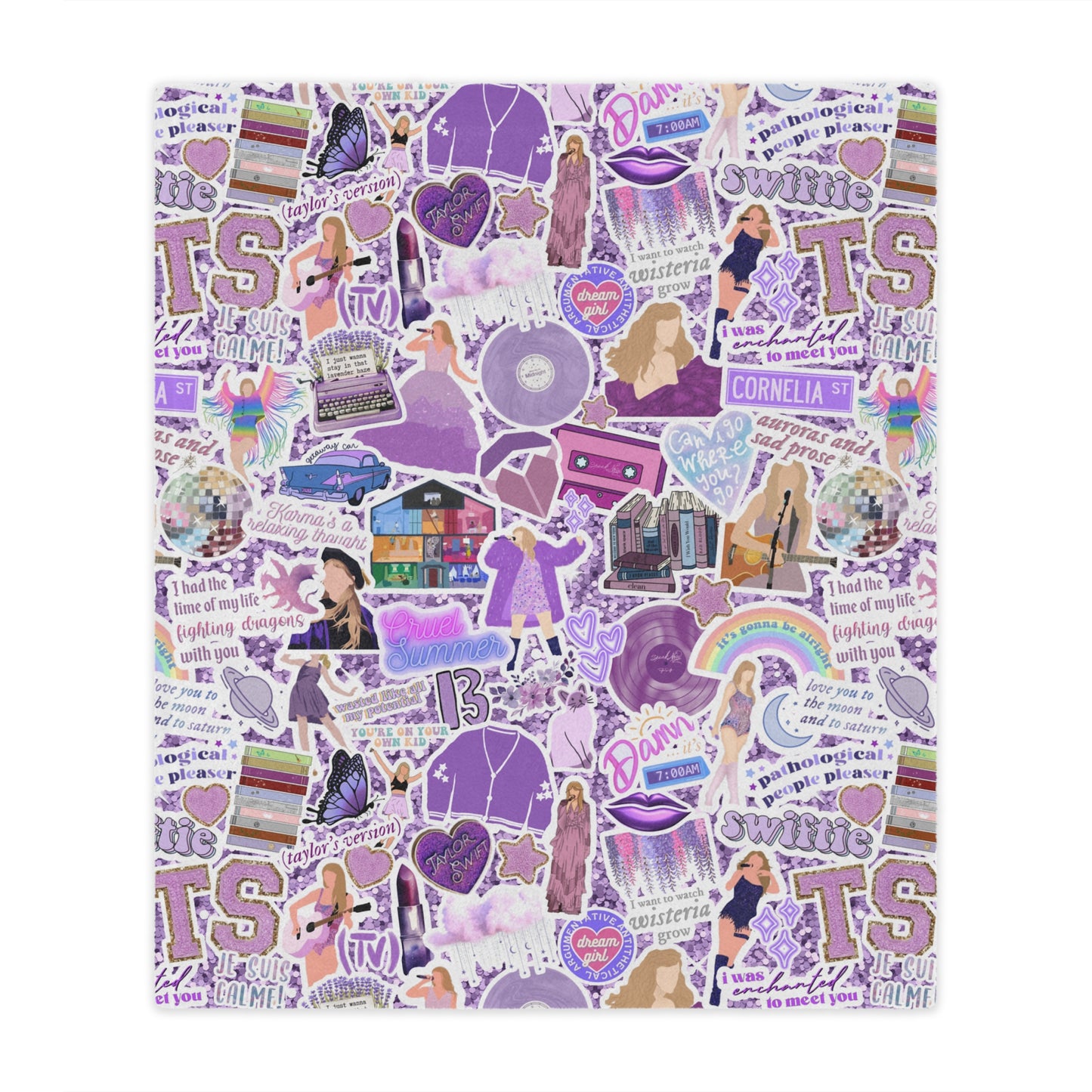 Purple Stickers Swiftie Ultra Soft Minky Blanket