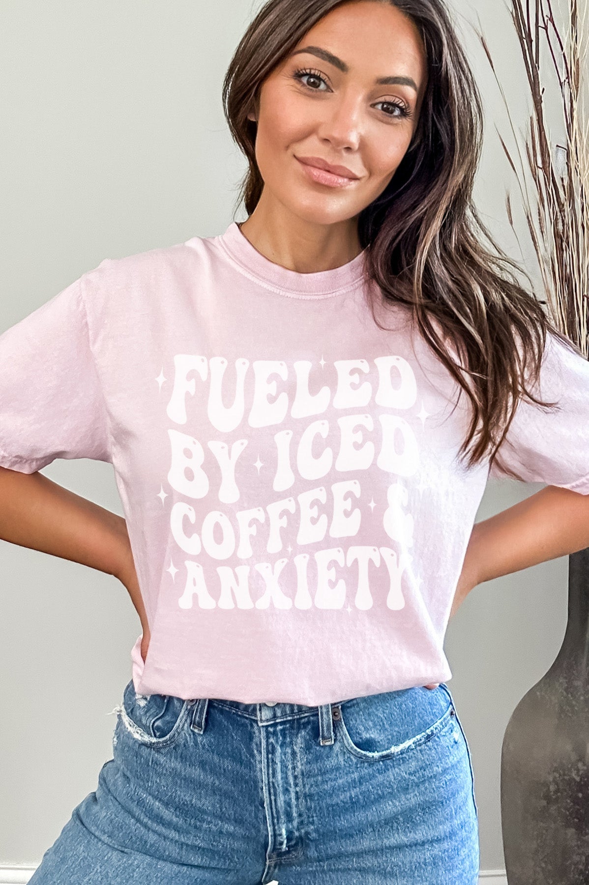 Fueled By Iced Coffee & Anxiety Garment-Dyed Graphic Tee