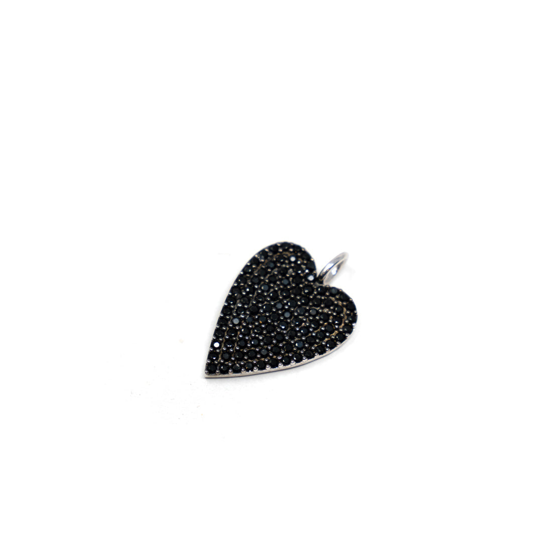 Moody Heart Charm Charms & Pendants The Sis Kiss Silver with Black Crystals 