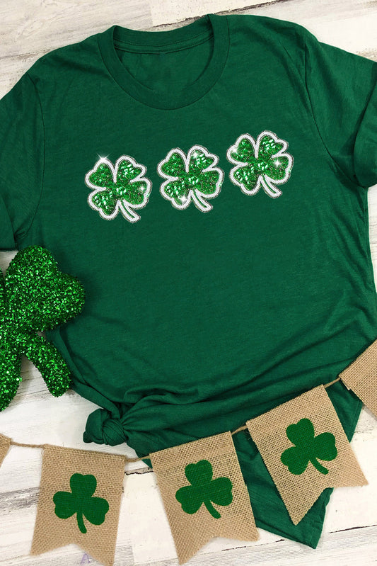 Triple Your Luck Sequin Patch Tee