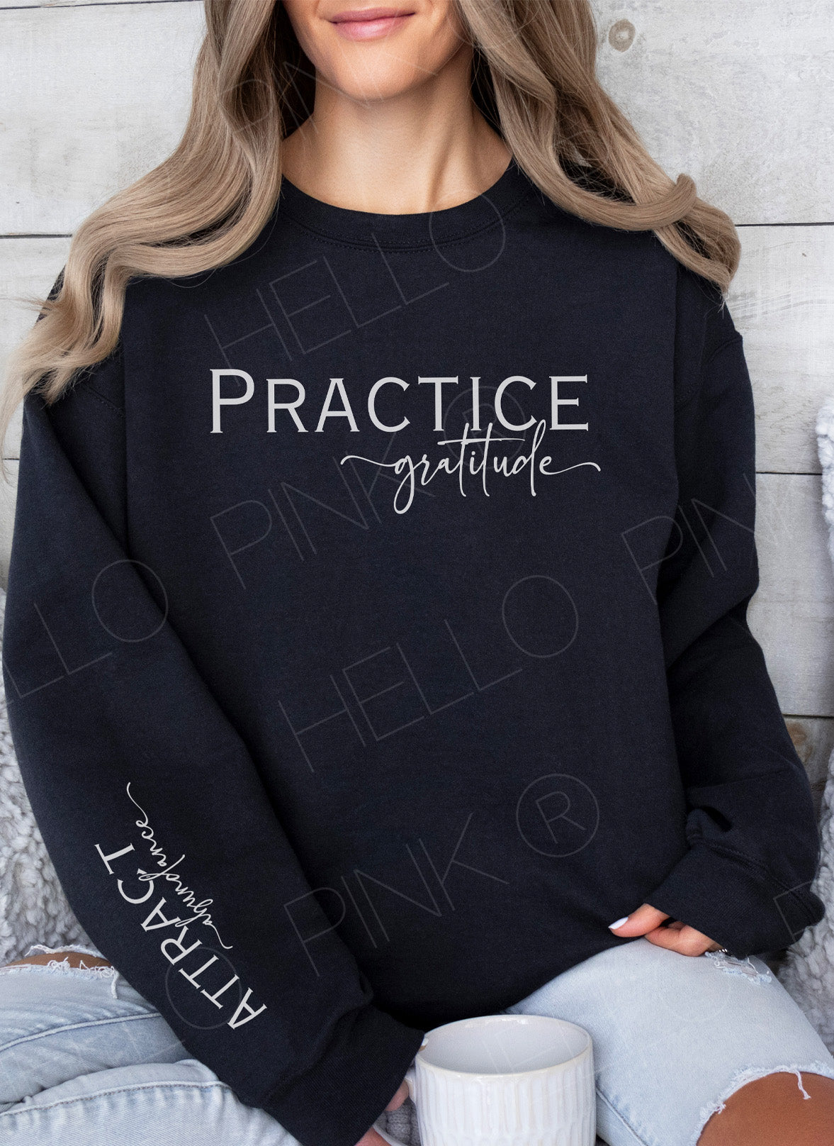 Practice Gratitude Accent Sleeve Sweatshirt