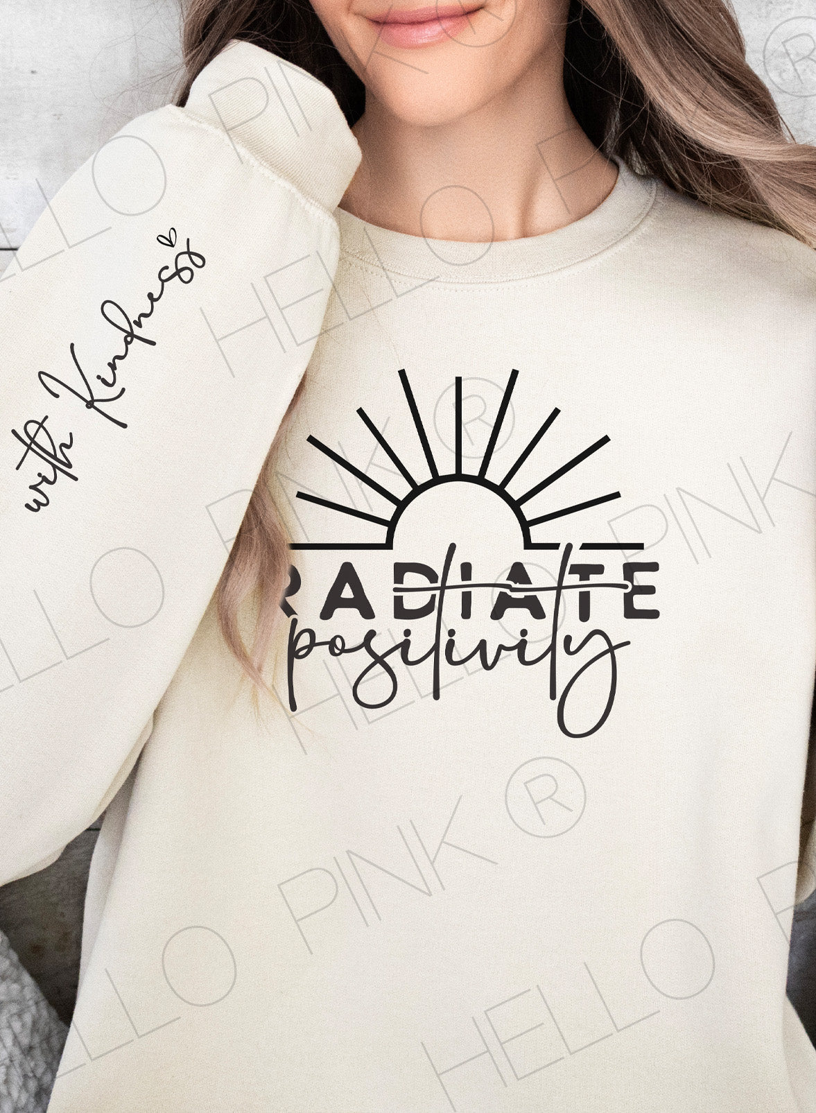 Radiate Positivity Accent Sleeve Sweatshirt