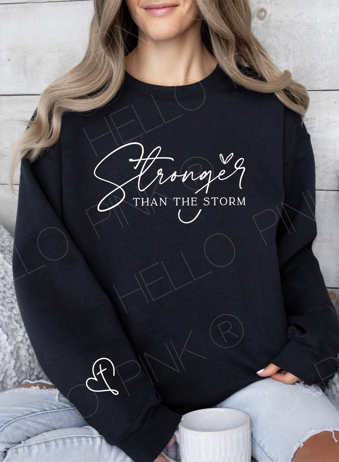 Stronger Than The Storm Accent Sleeve Sweatshirt