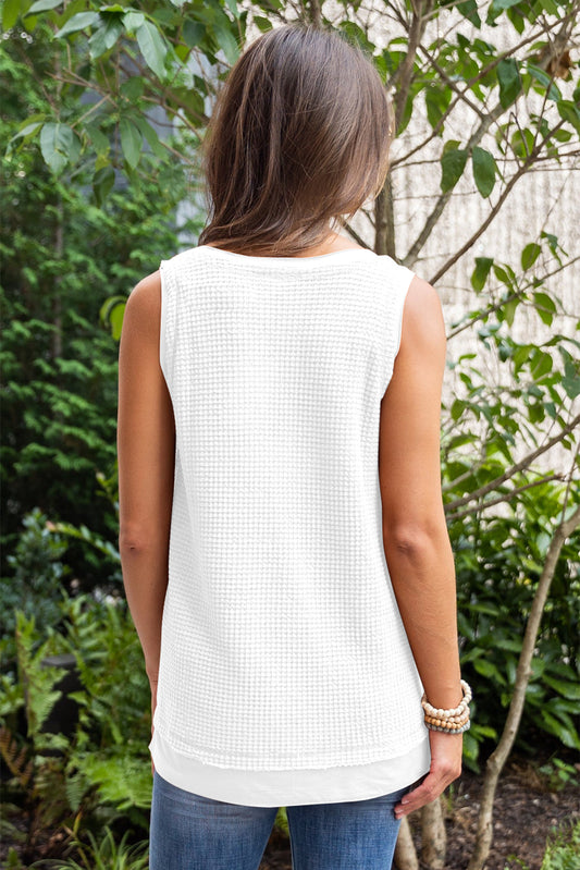 PREORDER Right Here Waiting Waffle Knit Flowy Tank