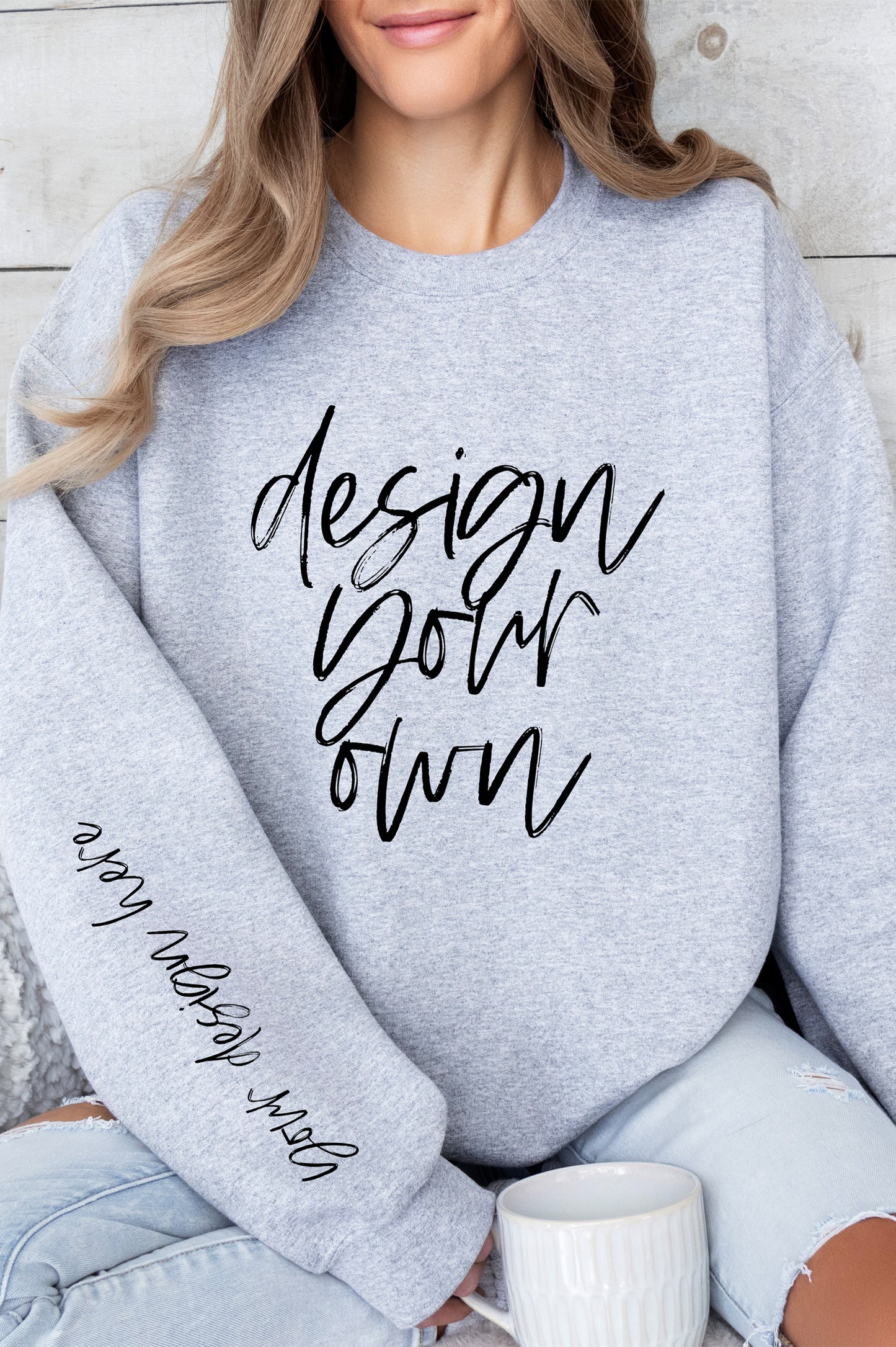 Design Your Own Sleeve Accent Graphic Sweatshirt