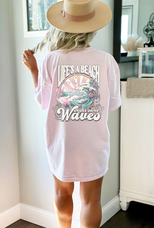 2-Sided Make Some Waves Garment Dyed Graphic Tee