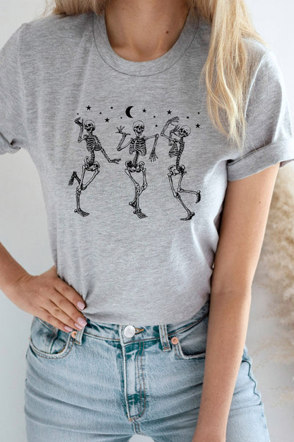 Moonlight Dancing Skeletons Graphic Tee