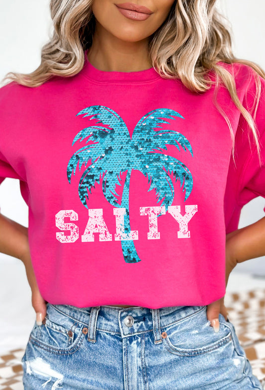 Sequin Printed Salty Graphic Sweatshirt