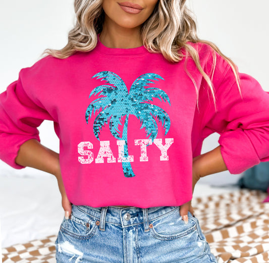 Sequin Printed Salty Graphic Sweatshirt