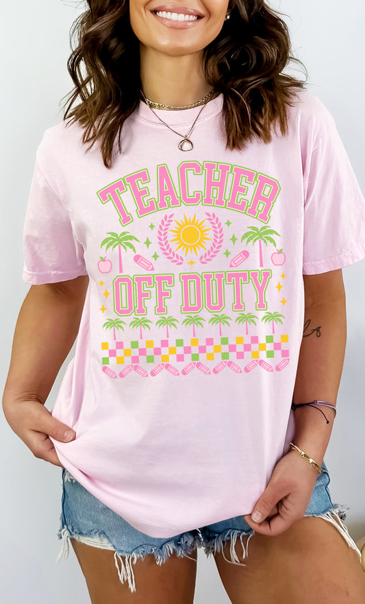 Teacher Off Duty Garment Dyed Graphic Tee