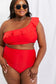 Swim Seaside Romance Ruffle One-Shoulder Bikini in Red