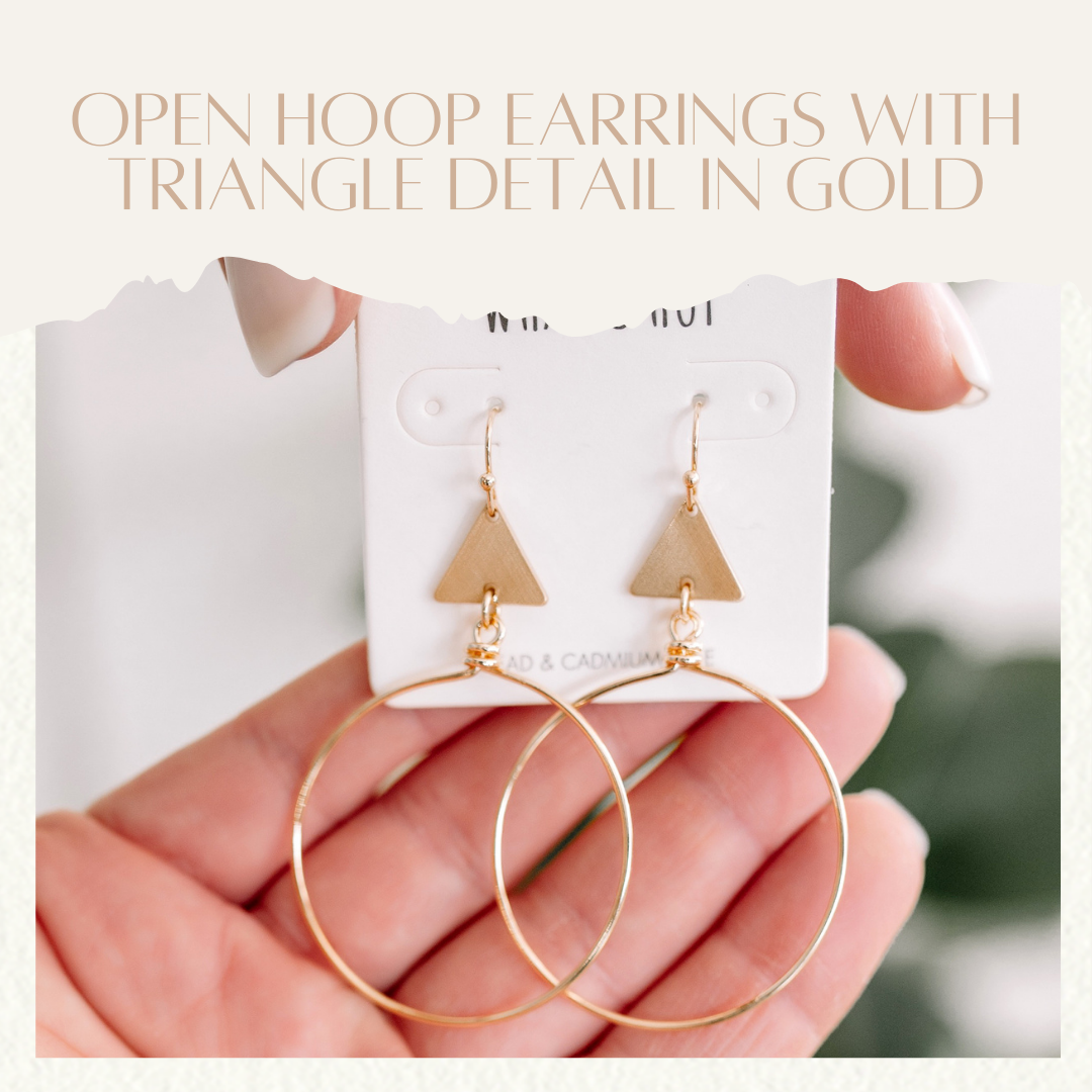 Open Hoop Earrings With Triangle Detail In Gold