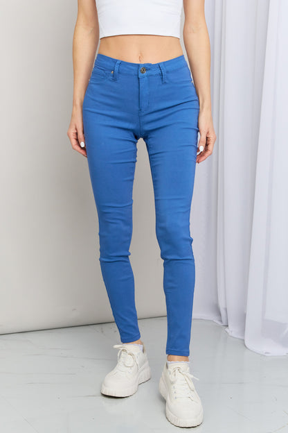 Kate Hyper-Stretch Mid-Rise Skinny Jeans in Electric Blue
