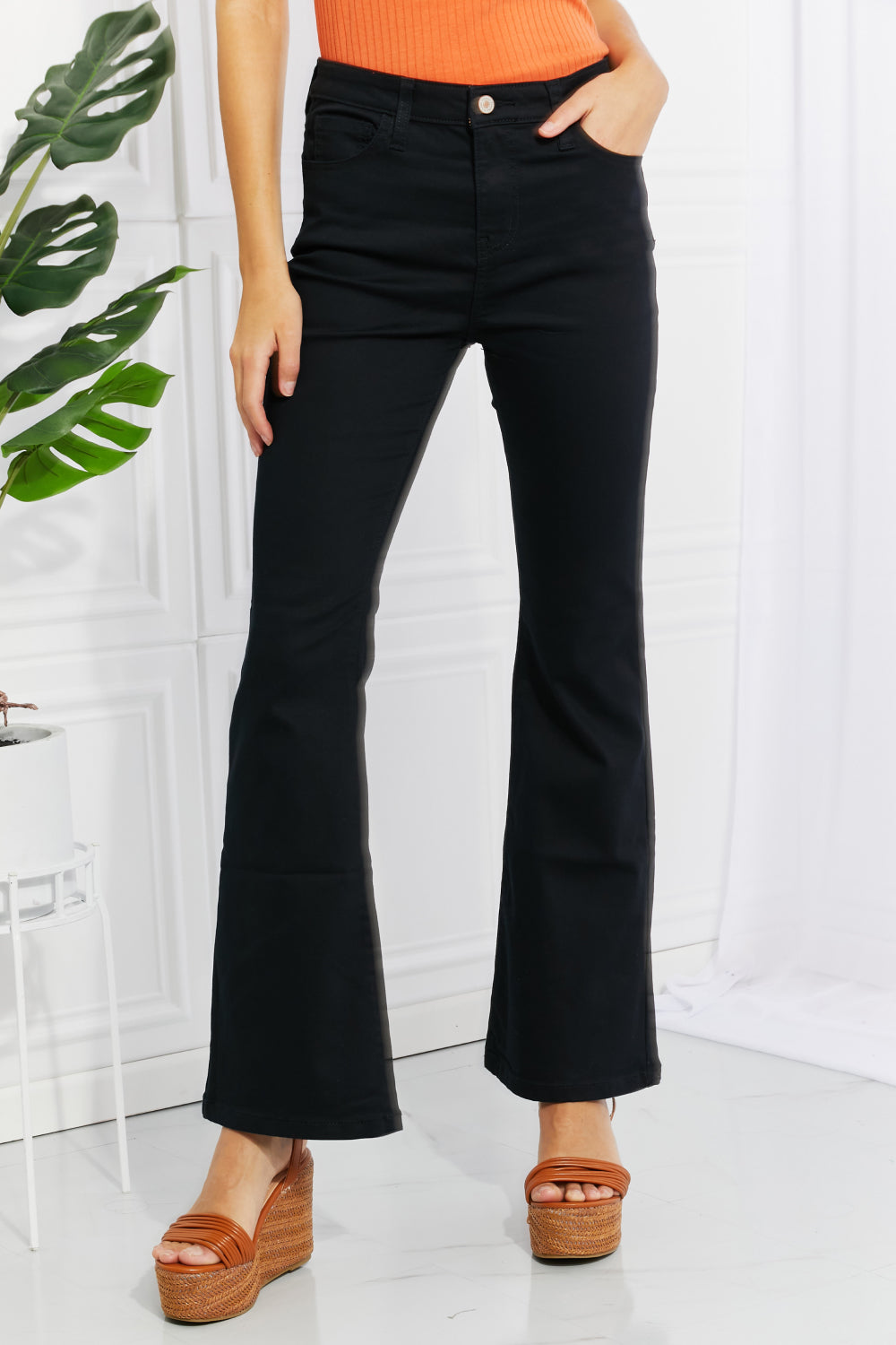 Clementine High-Rise Bootcut Jeans in Black