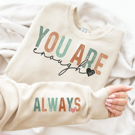 You are Enough Sleeve Accent Sweatshirt