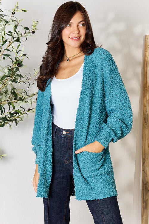 Zenana Falling For You Open Front Cardigan with Pockets