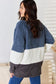 Faux Fur Color Block V-Neck Sweater