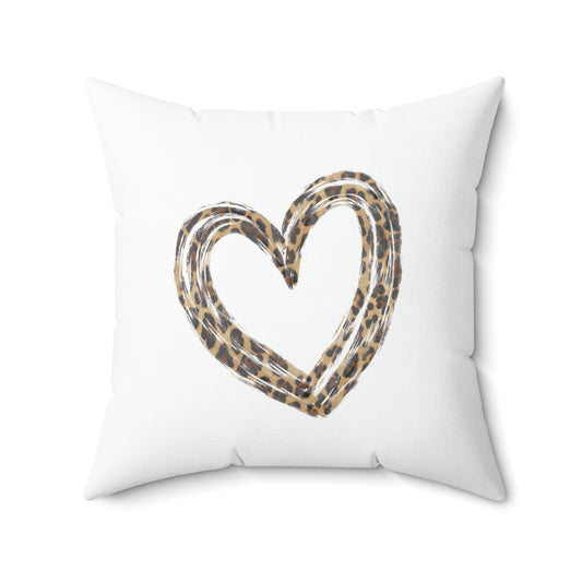 Leopard Heart Square Pillow Cover
