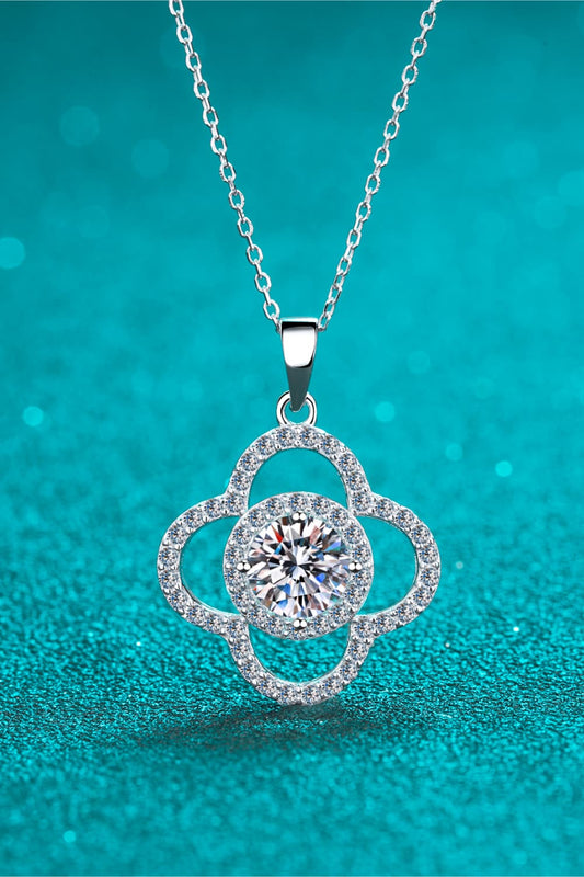 1 Carat Moissanite Halo 925 Sterling Silver Necklace